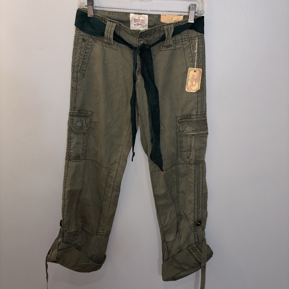 Y2K American Eagle Cargo Surplus Flight Pants Paratrooper Olive Green Size 0R